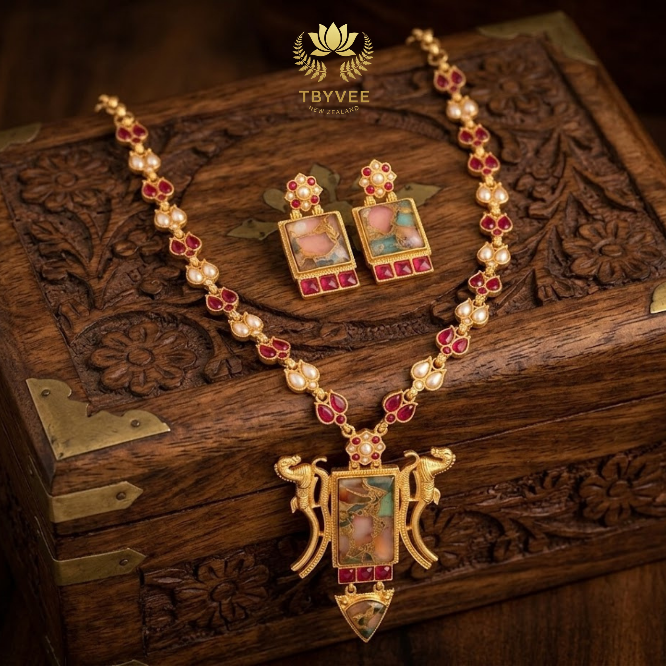 Gaja-Mosaic Haar and Earrings