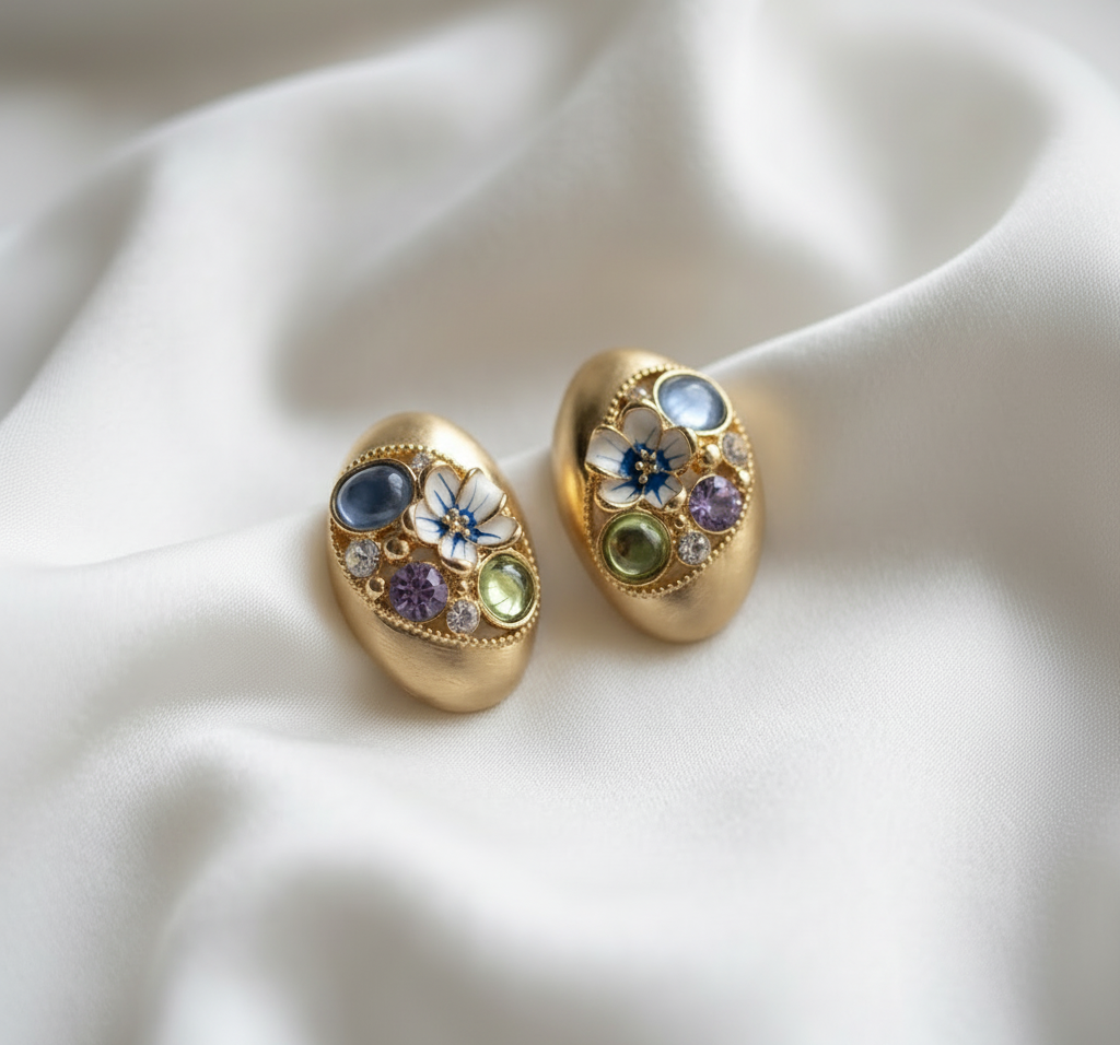 Clean Gold Floral Earrings